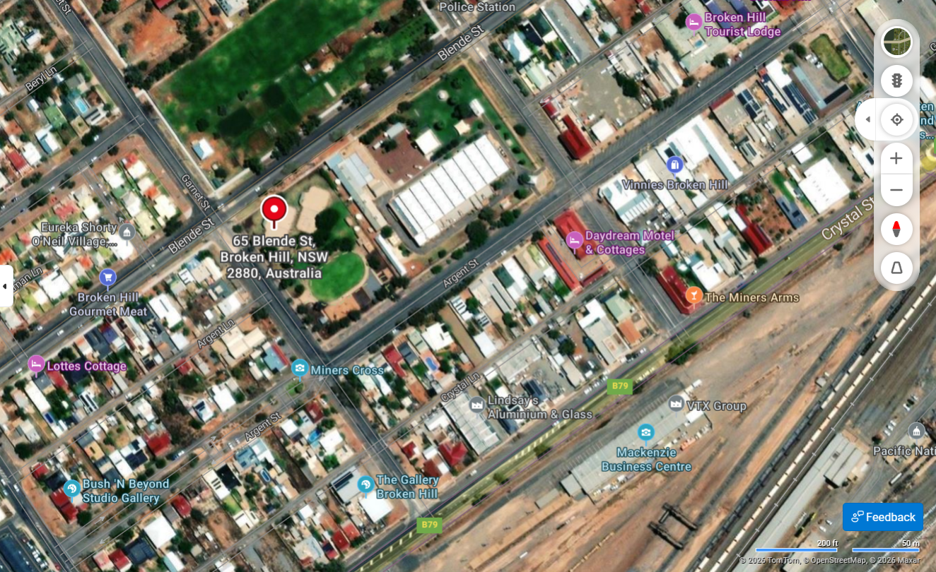Satellite view of the park and court area